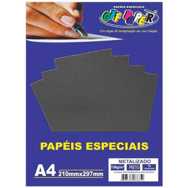 Imagem de Papel metalizado a4 150g/m2 preto / c/15fl / off paper