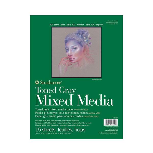 Imagem de Papel Mix Media Strathmore Toned Gray 300g 22,9 x 30,5 cm 15 Folhas 462-309