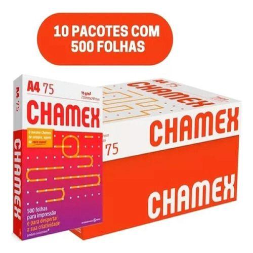 Imagem de Papel Ofício A4 Folha Sulfite Chamex 75g Pacote 5000 Folhas