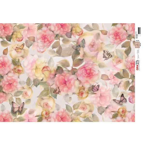 Imagem de Papel para Decoupage Opa Opapel  2532  Estampa Flores Rosada