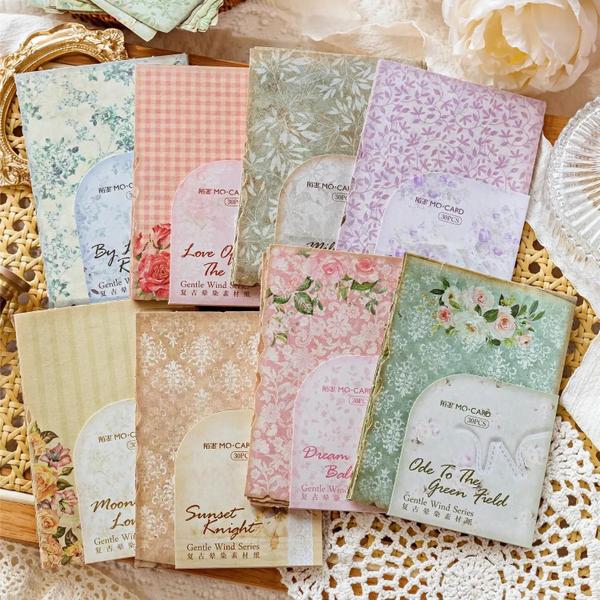 Imagem de Papel para Scrapbooking Vintage - Kit com 30 Folhas Artesanais