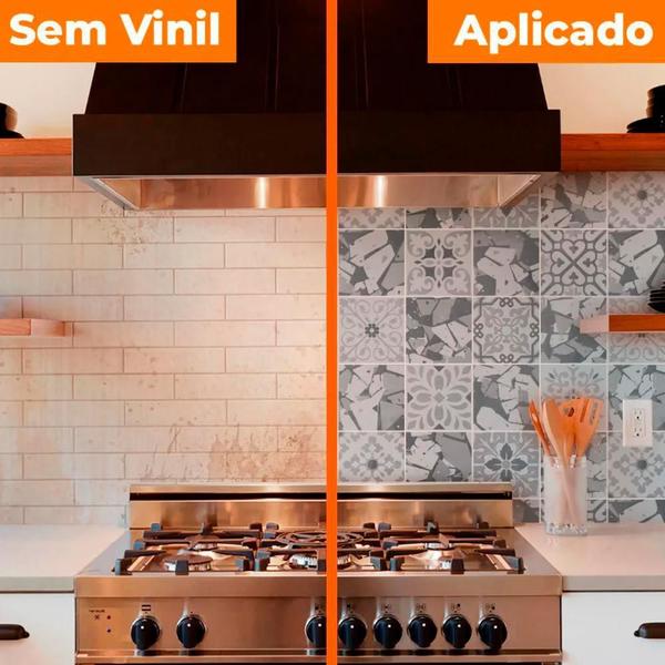 Imagem de Papel Parede Adesivo Cozinha Anti Óleo ulejo Moderno Cinza