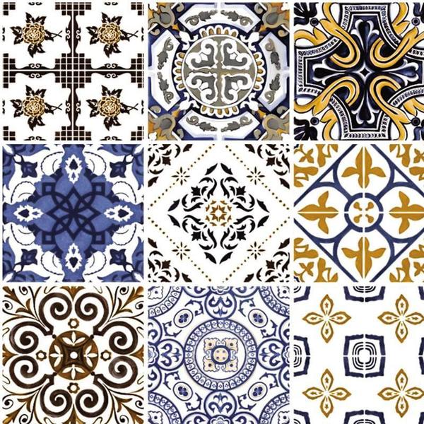 Imagem de Papel Parede Azulejo Tons Branco E Azul Autocolante Cozinha