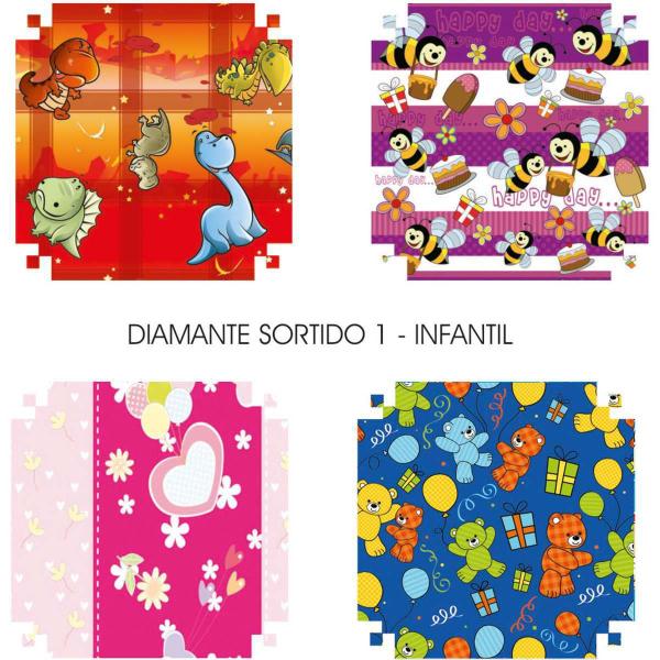 Imagem de Papel Presente 60X96CM Couche Linha Diamante Infantil 4MOD.