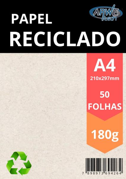 Imagem de Papel Reciclado 180g A4 210x297mm 50 Folhas