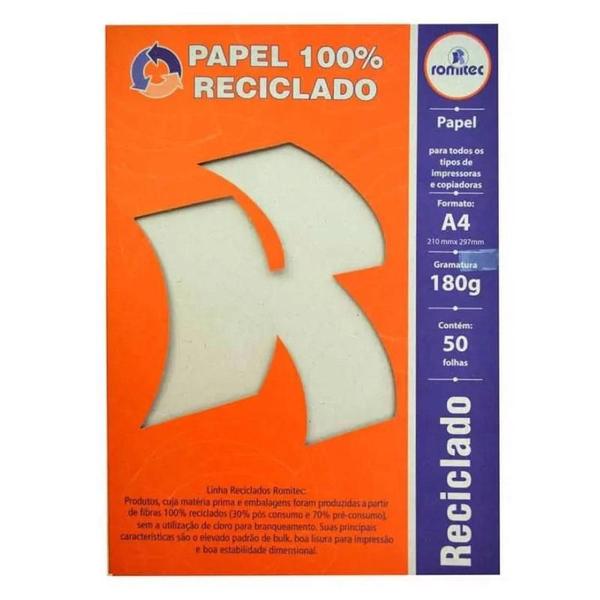 Imagem de Papel reciclado A4 180g 210x297 c/ 50 fls Romitec