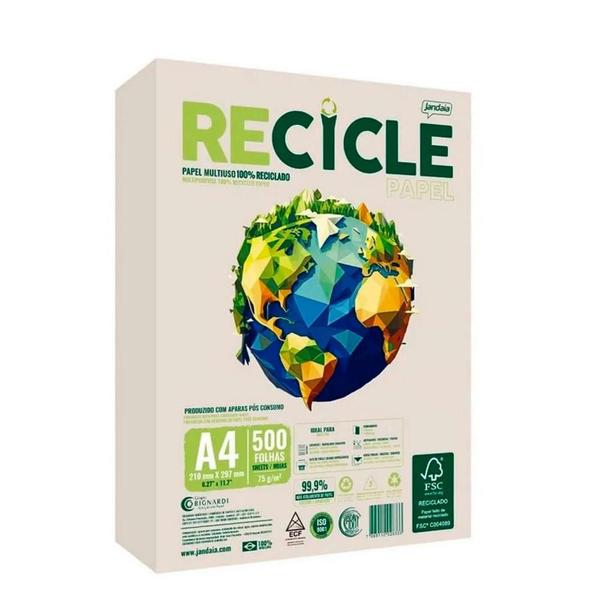 Imagem de Papel Recicle A4 Multiuso 75g 500fls 100% Reciclado