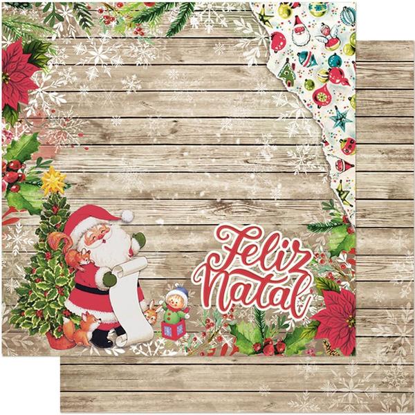 Imagem de Papel Scrapbook Dupla Face Feliz Natal Papai Noel Sdn-123 30,5x30,5cm Litoarte