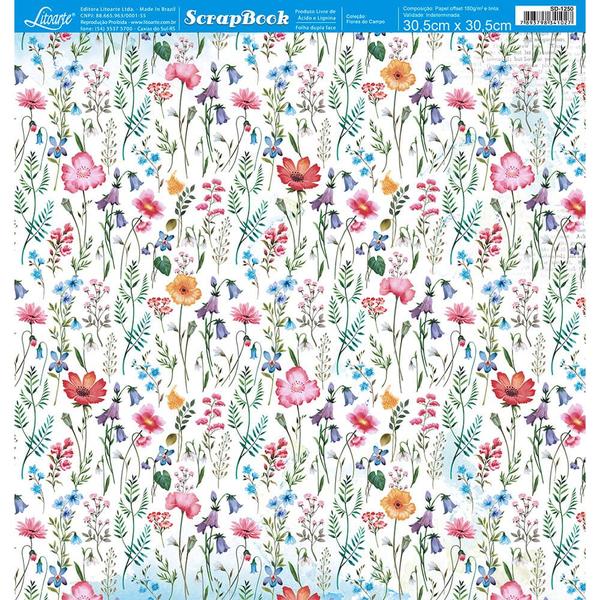 Imagem de Papel Scrapbook Dupla Face Flores do Campo Sd-1250 30,5x30,5cm Litoarte