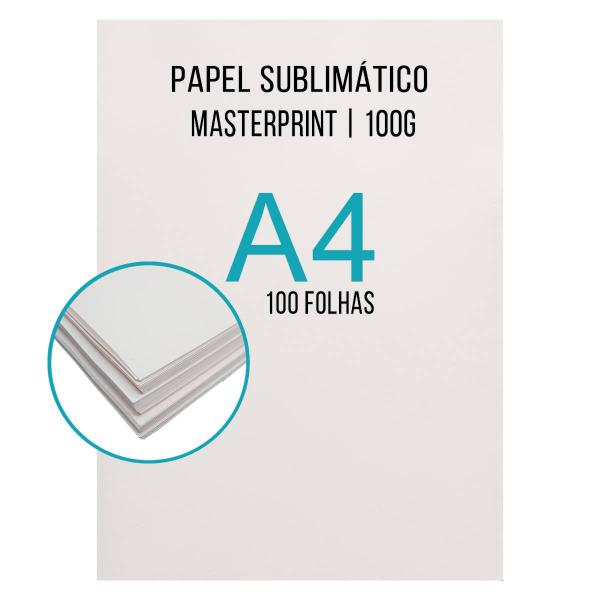 Imagem de Papel Sublimático 100g A4 Masterprint Fosco Alta Resolução Pacote com 100 Folhas para Impressão