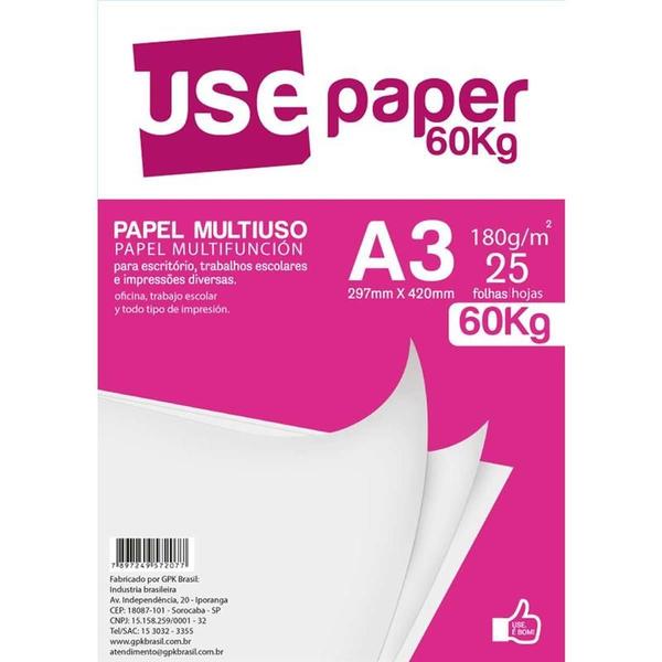 Imagem de Papel sulfite a3 60 kilos branco 180g romitec