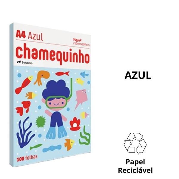 Imagem de Papel Sulfite Chamequinho A4 Coloridos 75 Gramas Pacote c/ 100 Fls - Envio Imediato