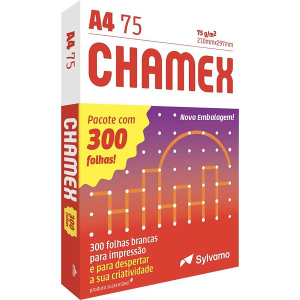 Imagem de Papel Sulfite Chamex A4 75 Gramas Pacote De 300 Folhas Chamex