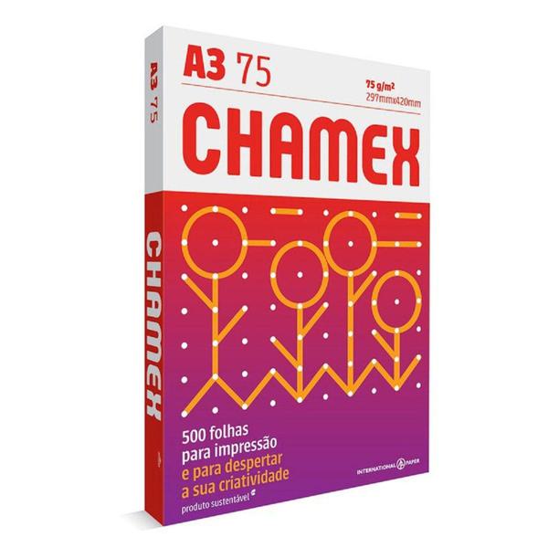 Papel Sulfite Chamex A4 75g 500 Folhas Branco Caixa com 10 Resmas Imagem de Papel Sulfite Chamex A4 75g 500 Folhas Branco Caixa com 10 Resmas
