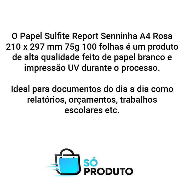 Imagem de Papel Sulfite Report A4 75G Senninha Rosa 100 Folhas