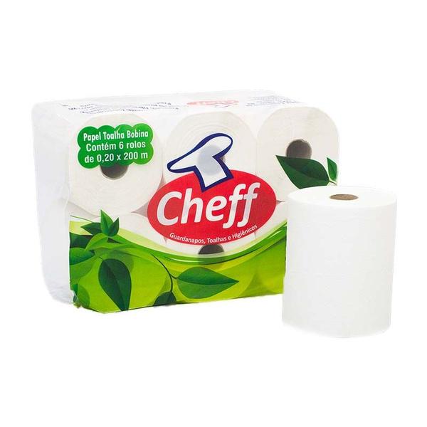 Imagem de Papel toalha bobina 100% celulose 6x200m cheff 