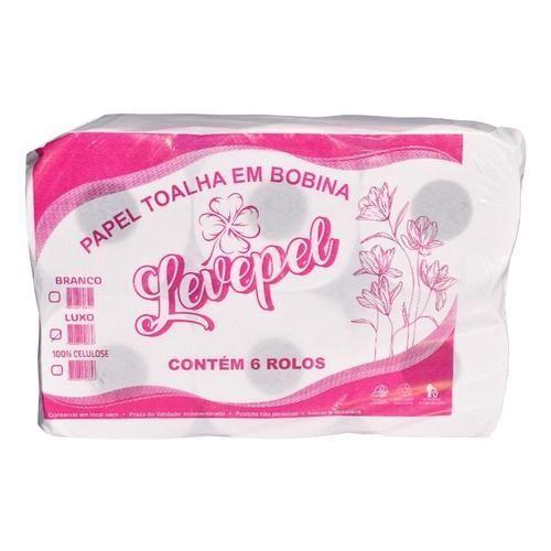 Imagem de Papel Toalha Bobina Levepel 100% Celulose Virgem C/6 200Mts