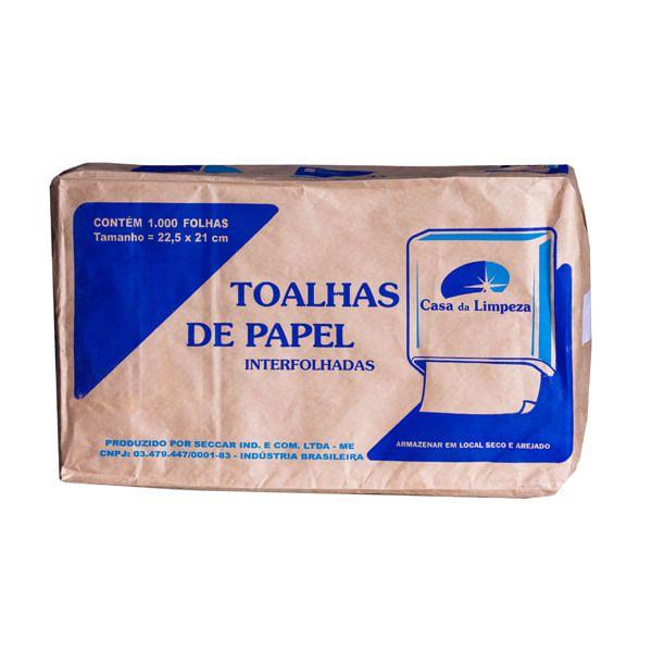 Imagem de Papel Toalha CASA DA LIMPEZA Interfolhado Branco 2 Dobras 21x23cm Fardo 1000 Fls