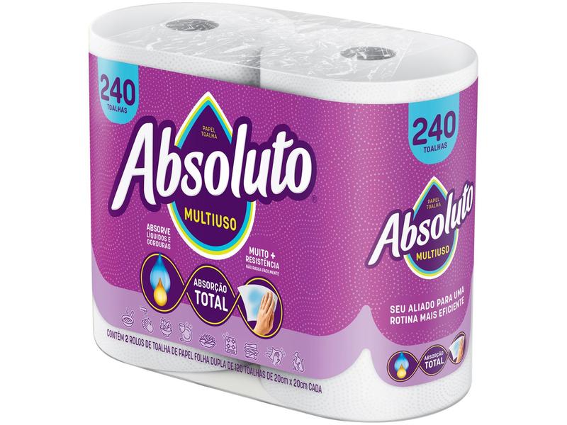 Papel Toalha Folha Dupla Bracell Absoluto 2 Rolos 240 Folhas