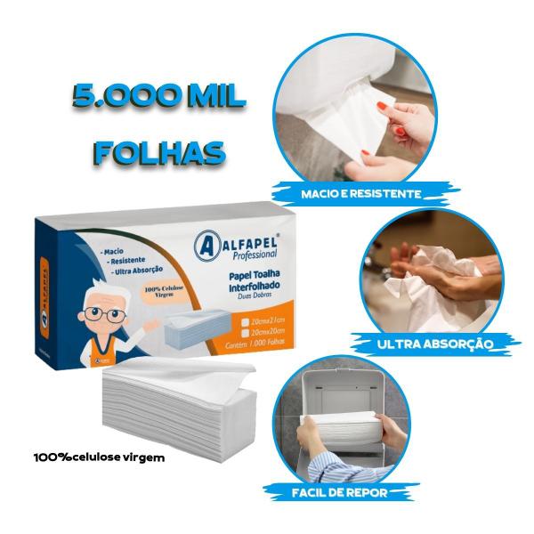 Imagem de Papel Toalha Interfolha Absorvente 100%celulose 5000fls