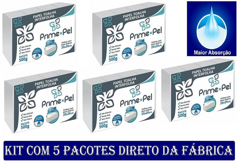 Imagem de Papel Toalha Interfolha Branco Luxo Banheiro 5000 Folhas