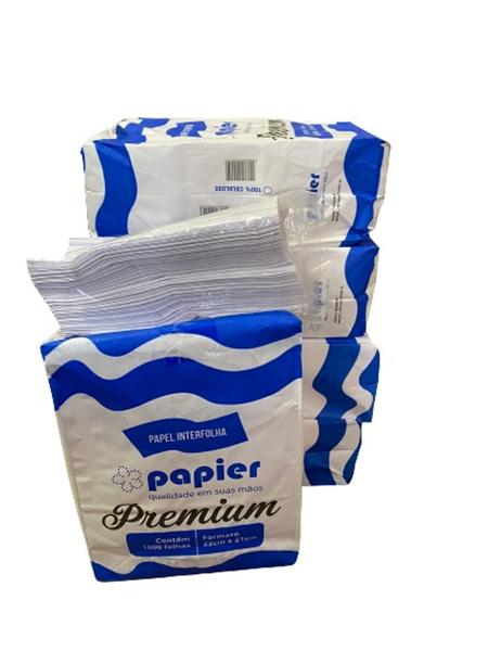 Imagem de Papel toalha Interfolhada Extra Luxo PREMIUM - C/ 5 Pcts de 1000 folhas cada( 5000folhas total)