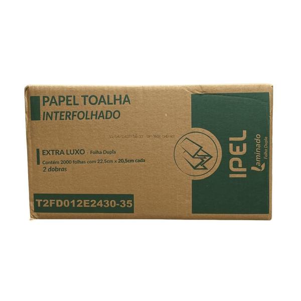 Imagem de Papel toalha interfolhado folha dupla 22,5x20,5 cm 30g c/2000 ellopel (ipel)