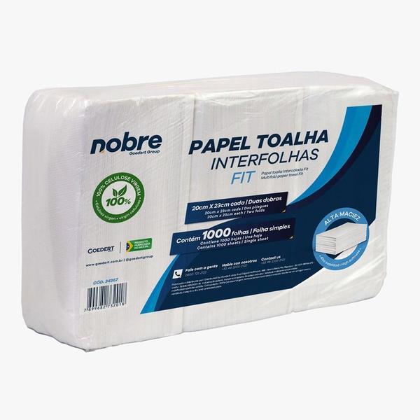 Imagem de Papel Toalha Interfolhas 20x23cm - 1000fls - 100% Celulose