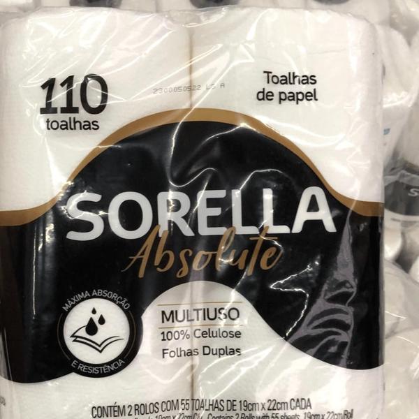 Imagem de Papel toalha Sorella Absolute Folha Dupla para cozinha com 2 rolos