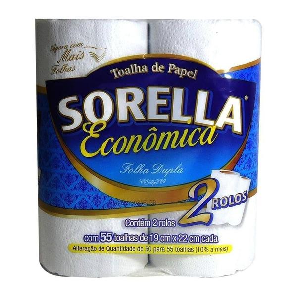 Imagem de Papel Toalha Sorella Folha Dupla 55 Folhas 2U Kit 3