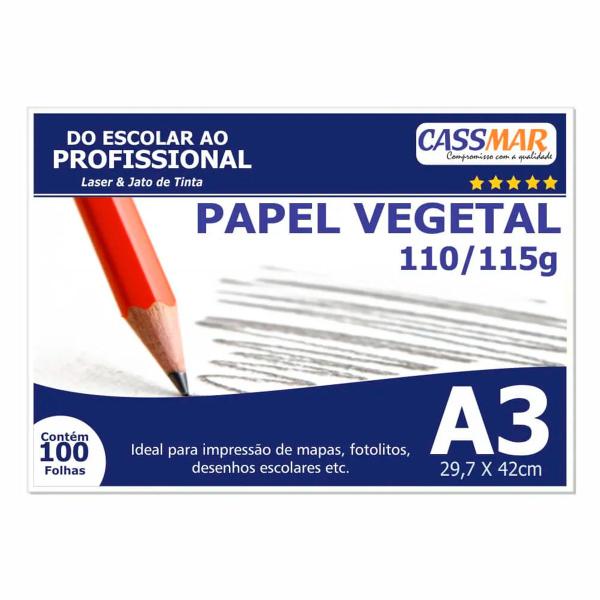 Imagem de Papel Vegetal A3 297x420mm 110/115 g/m² Translúcido 100 Fls