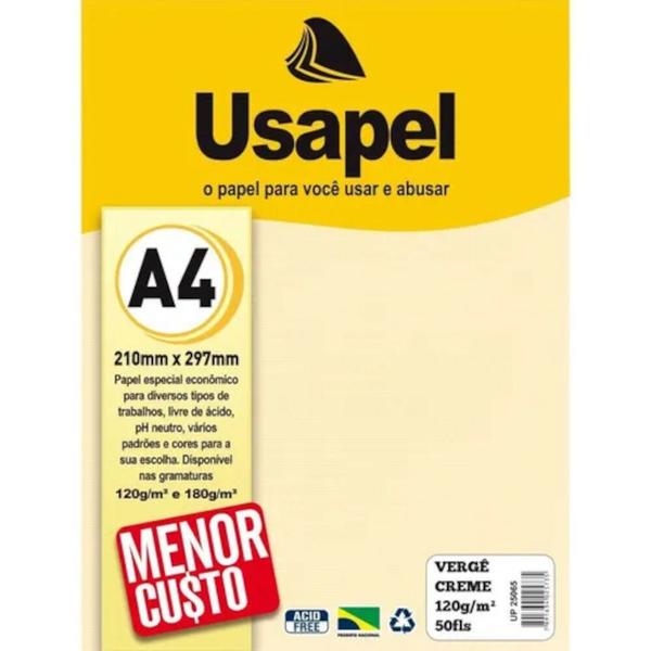 Imagem de Papel verge a4 120g c/ 50 folhas creme - usapel