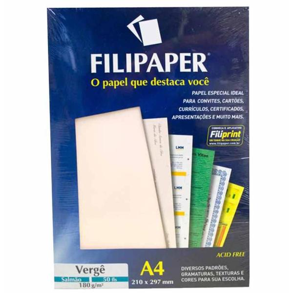 Imagem de Papel Verge a4 180g/m² Salmão 985 Filipaper - 50fl