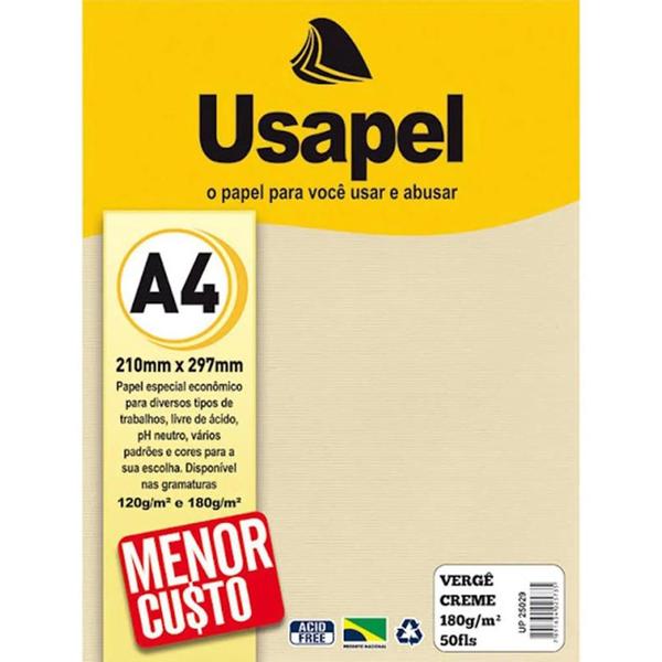 Imagem de Papel Vergê A4 180g Usapel - Pacote com 50 Folhas