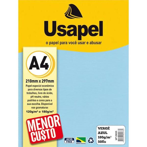 Imagem de Papel Vergê A4 180g Usapel - Pacote com 50 Folhas