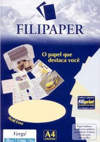 Imagem de Papel Verge A4 50f 180g Creme 0981 Filiperson - 952727