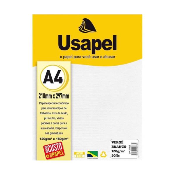 Imagem de Papel verge a4 branco 120g 50 folhas usapel - kit 05 pacotes