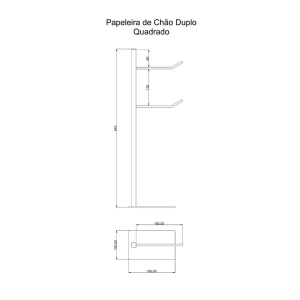 Imagem de Papeleira de Chão 2 Haste Inox Square SQ12572 Ducon Metais