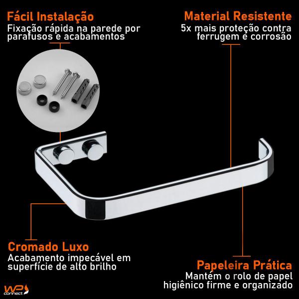 Imagem de Papeleira Suporte Papel Higiênico Fixação Parafuso