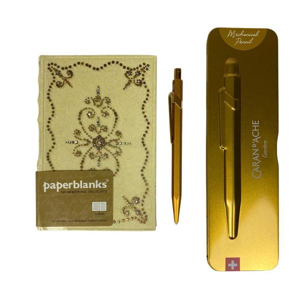 Imagem de Paperblanks Buttercream Midi + Lapiseira 0.7 Luxo Goldbar