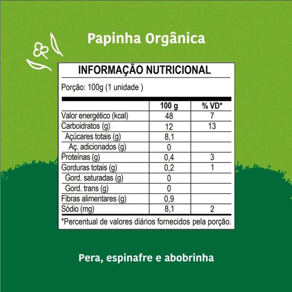 Papinha Orgânica Papapá Pera Espinafre Abobrinha 100G 12 Und Imagem de Papinha Orgânica Papapá Pera Espinafre Abobrinha 100G 12 Und
