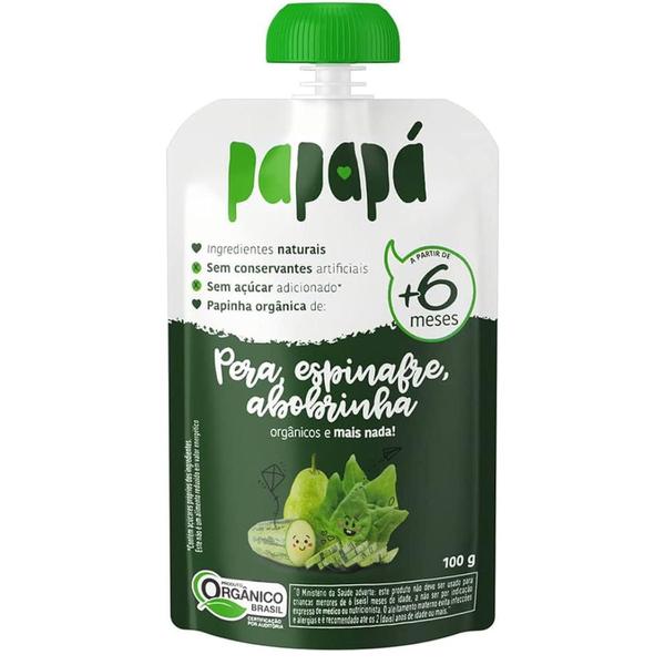 Papinha Orgânica Papapá Pera Espinafre Abobrinha 100G 12 Und Imagem de Papinha Orgânica Papapá Pera Espinafre Abobrinha 100G 12 Und