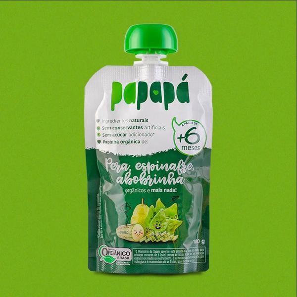 Papinha Orgânica Papapá Pera Espinafre Abobrinha 100G 12 Und Imagem de Papinha Orgânica Papapá Pera Espinafre Abobrinha 100G 12 Und