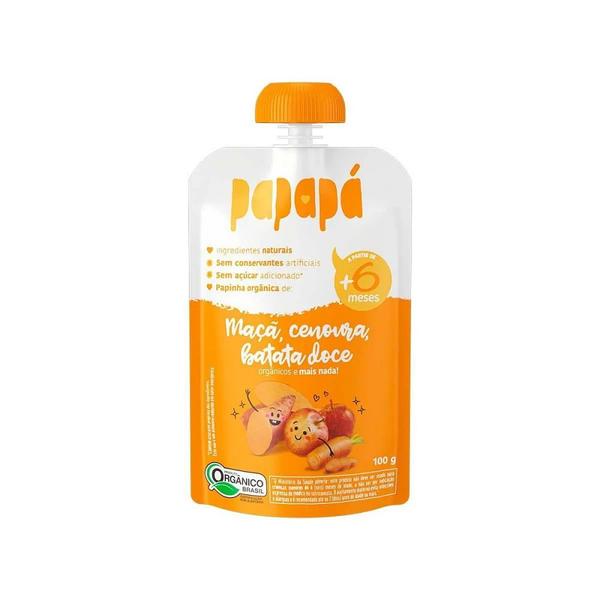 Papinha Orgânica Papapá Sabor Maçã, Batata Doce e Cenoura 100g - BABY ROO Imagem de Papinha Orgânica Papapá Sabor Maçã, Batata Doce e Cenoura 100g
