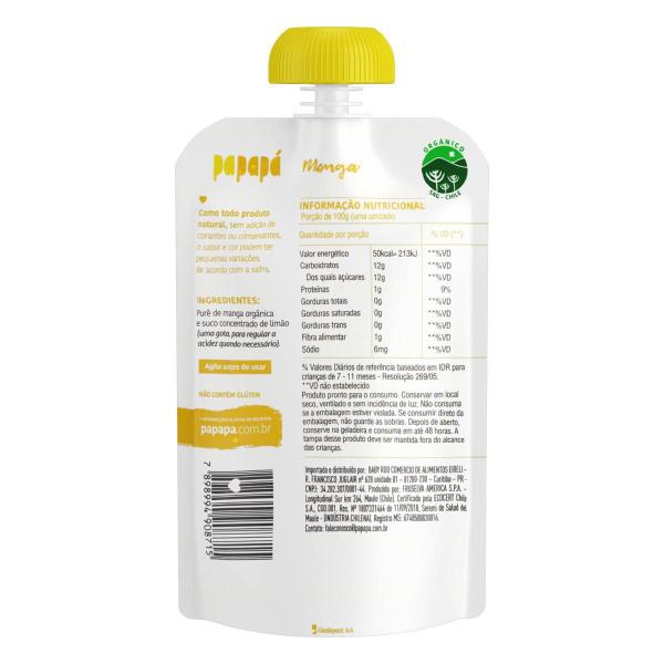 Papinha Papapá Orgânica Manga 100G Imagem de Papinha Papapá Orgânica Manga 100G