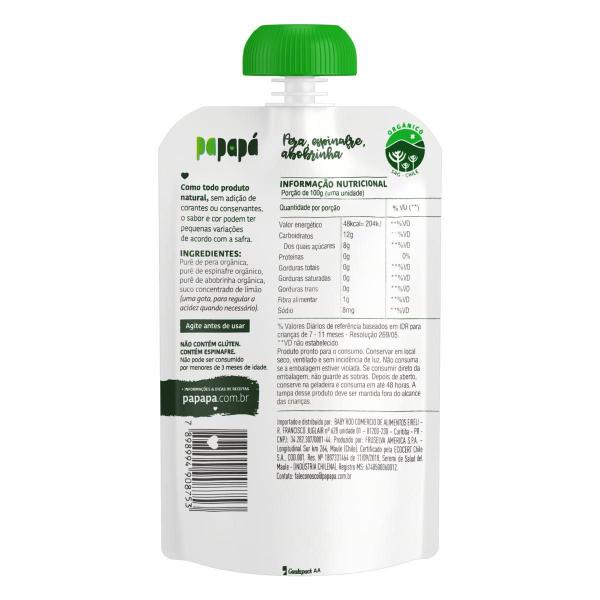 Papinha Papapá Orgânica Pera Espinafre Abobrinha 100G Imagem de Papinha Papapá Orgânica Pera Espinafre Abobrinha 100G