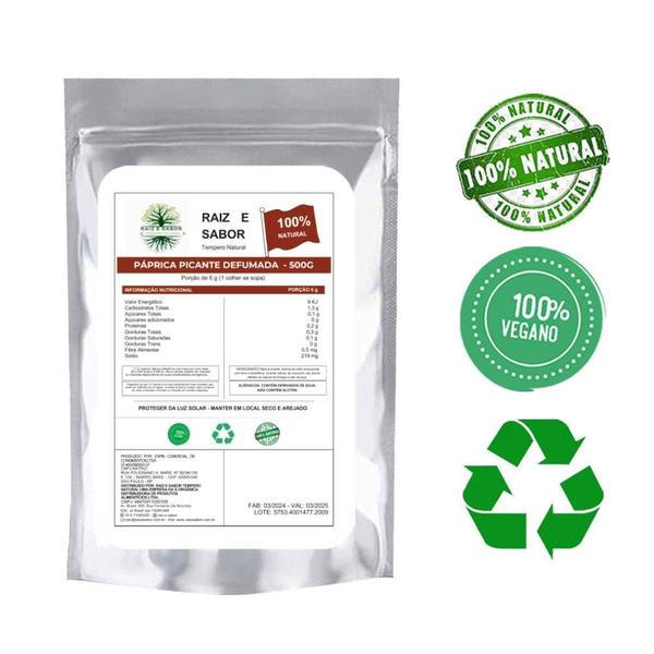 Paprica Defumada 500g, Raiz e Sabor Tempero Natural Imagem de Paprica Defumada 500g, Raiz e Sabor Tempero Natural