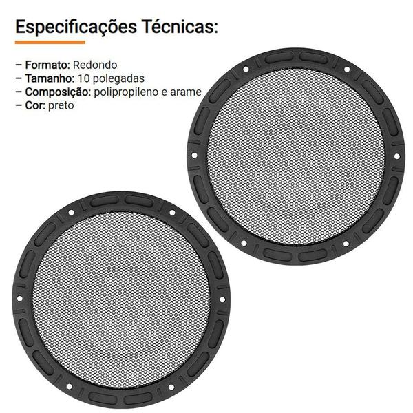 Imagem de Par 2 Unidades Tela Arlem 10 Polegadas Som Automotivo Arame