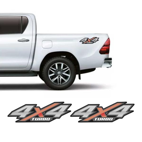 Imagem de Par Adesivo Lateral 4x4 Hilux Turbo 2016 2017 2018 2019 2020