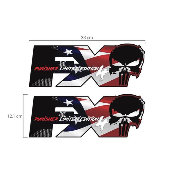 Imagem de Par Adesivos Fx4 Punisher Limited Edition Emblema Lateral